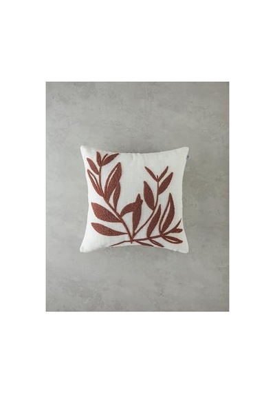 Nakışlı Kırlent Kılıfı 45x45 Cm Ekru Genel
