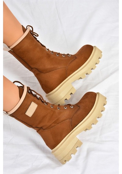 Fox Shoes Taba Kalın Taban Bağcıklı Kadın Postal Bot L973916002