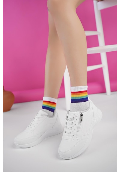 Muggo Asia Garantili Kadın Ortopedik Günlük Bağcıklı Yandan Fermuarlı Rahat Sneaker Spor Ayakkabı Beyaz Muggo Asia Garantili Kadın Ortopedik Günlük Bağcıklı Yandan Fermuarlı Rahat Sneaker Spor Ayakkabı Beyaz