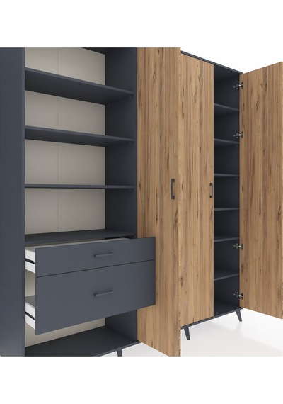 Hyperion Dolap 16 Raflı 2 Çekmeceli 3 Kapaklı 220x44x243 Antrasit-çam/antrasit Atlas Çam/antrasıt Hyperion Dolap 16 Raflı 2 Çekmeceli 3 Kapaklı 220x44x243 Antrasit-çam/antrasit Atlas Çam/antrasıt