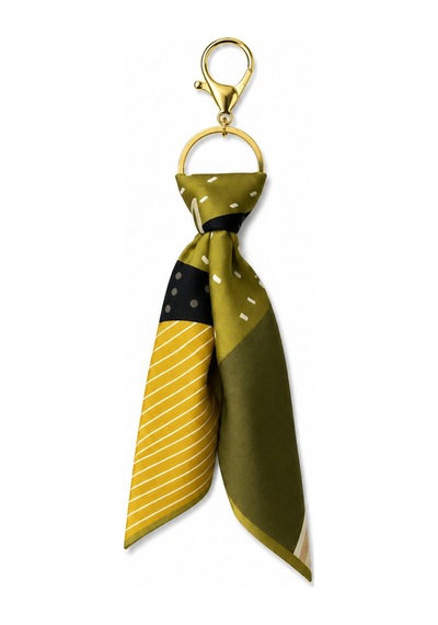 Tarzınıseç Yeşil Çizgi Desenli Gold Anahtarlık Fular Charm
