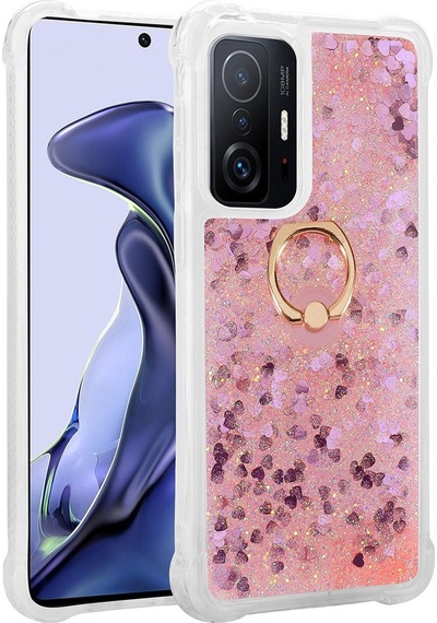 Xiaomi Uyumlu Mi 11t Pro 5g Kılıf Zore Simli Sıvılı Yüzüklü Milce Kapak
