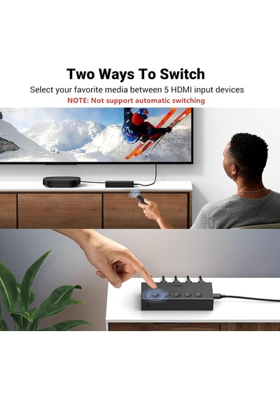 Hdmı Anahtarı 5'i 1 Arada Çıkış 4k 60hz, Uzaktan Kumandalı Hdmı Bölücü 5 Bağlantı Noktalı Switcher Seçici Kutu Desteği 3d Cec Hdr Hdcp2.2 Ps5/4/3 Xbox Nintendo Switch İle Uyumlu Roku Tv Fire
