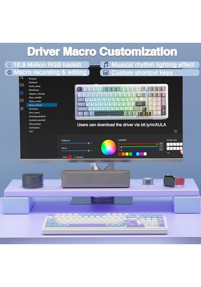F99 3 Modlu Rgb Hot Swap Mekanik Linear Graywood V3 Switch Kablosuz Makrolu Klavye Lila