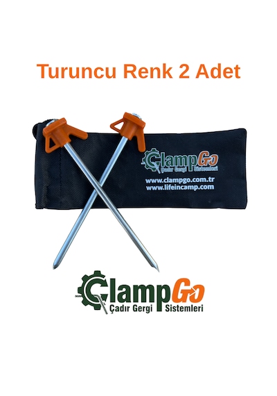 Clampgo Sert Zemin Çadır-tente-tarp Kazığı 8 Mm Kalınlığında 21 Cm Uzunluğunda 2 Adet Turuncu