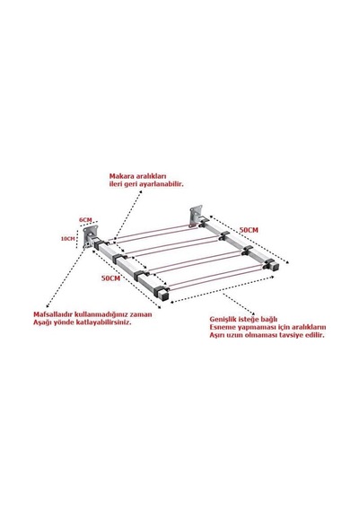 Perilla Duvara Monteli Metal Çamaşır Kurutmalığı Kırmalı Sm-0020 Diğer
