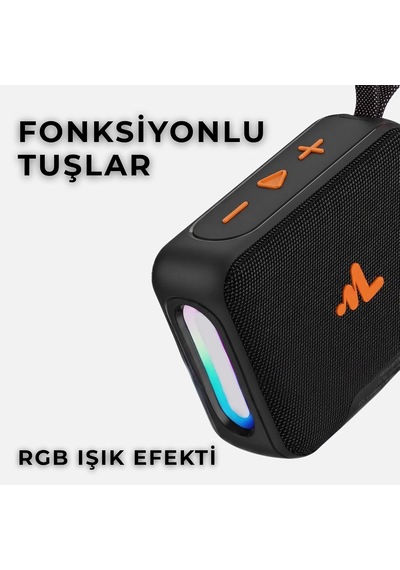 Lps-q220 Taşınabilir Kablosuz Bluetooth 5.4 Hoparlör - 5w Güçlü Ses, Tws Çift Eşleştirme, Led Işıklı, Microsd & Usb Girişli, Type-c Şarjlı Mini Hoparlör Siyah