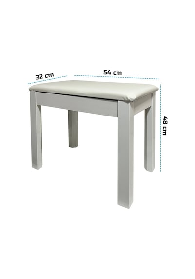 Midex TBX-144WH Üst Kalite Piyano Taburesi Gizli Bölmeli Beyaz Renk (32x54x48)