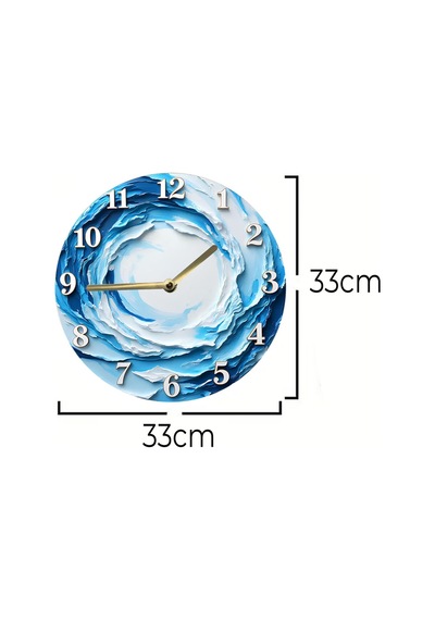 "okyanus Dalgası" 3d Görünümlü Mdf Duvar Saati 33 Cm Sdw296 Renkli
