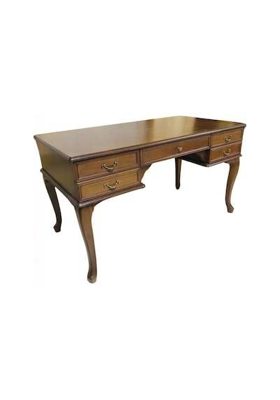 Throne Fransız Still Çekmeceli Ahşap Çalışma Masası 75x140 Ceviz