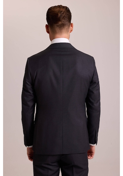 Erkek Antrasit Slim Fit Mono Yaka Yün Takım Elbise