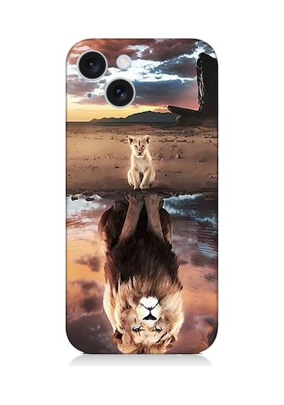 Apple Uyumlu iPhone 15 Plus Silikon Kılıf Yavru Aslan Ve Yansıması