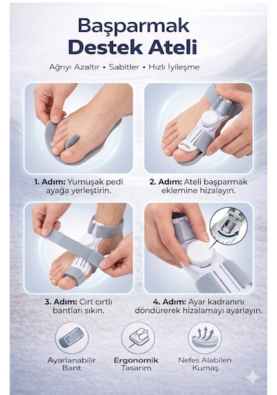 Ayak Başparmak Düzeltici Atel Halluks Valgus Kemik Düzeltme Aparatı Ayarlanabilir Ortopedik Destek