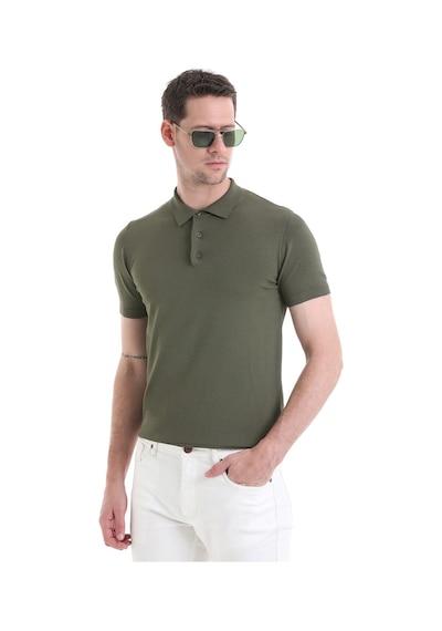 Hatemoğlu Haki Regular Fit Düz Rayon Polo Yaka Tişört 35362023c001 022 Haki