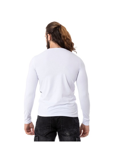 Cipo & Baxx Cl511 Erkek Sweatshirt Günlük Rahat Kalıp Bisiklet Yaka Spor Basic Beyaz