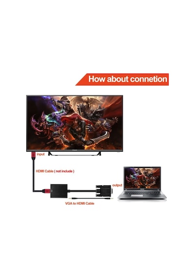 4674 Vga To Hdmi Kablo Çevirici Dönüştürücü Adaptör