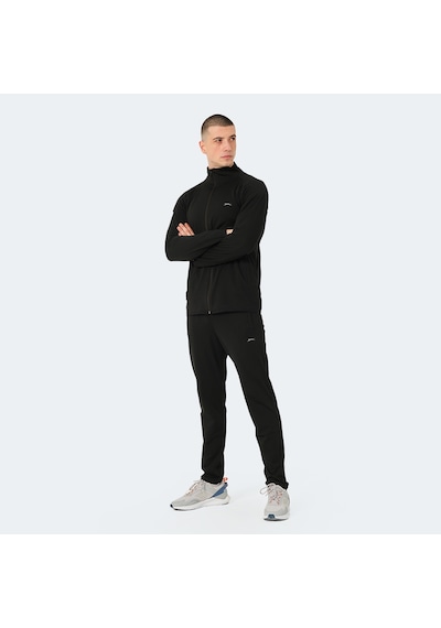 Slazenger ORRA IN Erkek Fermuarlı Dik Yaka Cepli Siyah Eşofman Takımı