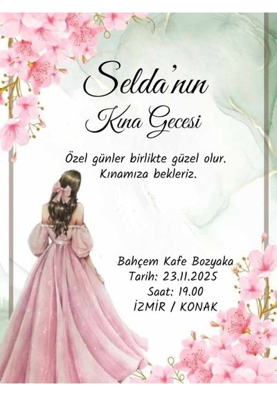 Kına Davetiye - Kına Davetiyesi - Davetiye 100 Adet M10