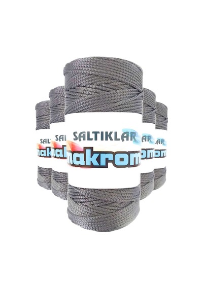 5 Adet Polyester Makrome İpi 423 Gri 100 Gr Çok Renkli
