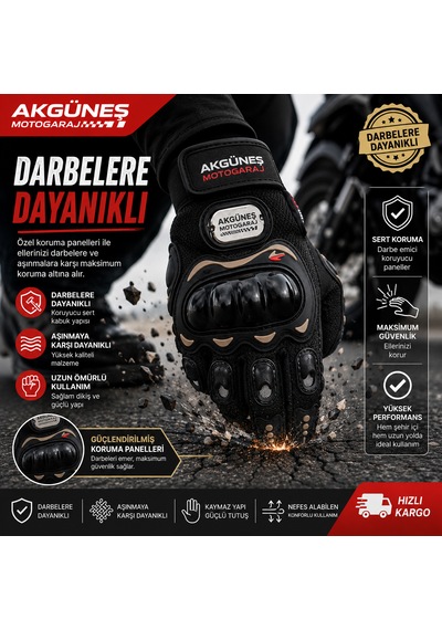 Akgüneş Motogaraj Motosiklet Koruma Eldiveni Ve Termal Kar Maskesi Kışlık Ekonomik Set Siyah