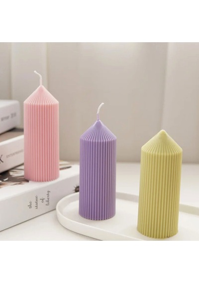 Poli Karbon Sert Plastik Mum Kalıbı Dik İnce Çizgili 14.7x5.4 Cm