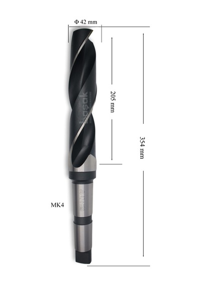 MTE 42 mm Mors Konik Saplı Matkap Ucu HSS (DIN 345)
