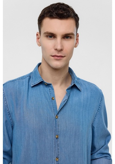 Backandbond Mavi Regular Fit Uzun Kollu Denim Gömlek