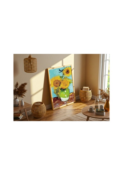 Van Gogh Van Gogh Vazoda Üç Ayçiçeği Çerçevesiz Poster 21x30 Cm A4 Tablo Van Gogh Post Empresyonizm