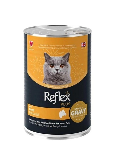 Reflex Plus Sos İçinde Et Parçacıklı Dana Etli Yetişkin Kedi Konservesi 400gr