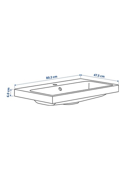 Ikea Backsjön Lavabo, Beyaz, 80x48 Cm
