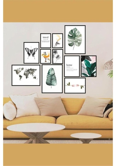 11 Parça Dekoratif Mdf Tablo Seti Çerçeve Görünümlü Dekolıadkr102