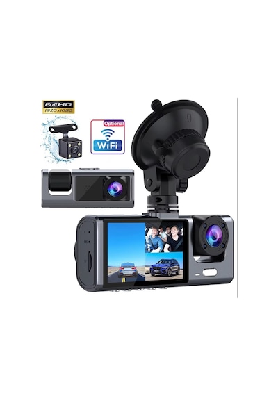 Wifi Li 3 Kameralı Araç İçi Kamera Kayıt Cihazı 3 Lens Cardvr Dash Cam Ön İç Ve Geri Görüş Kamerası