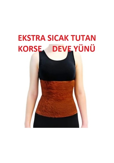 Ekstra Sıcak Tutan Yün Korse Deve Yünü Bel  ve Soğuk için M 85 - 95 CM