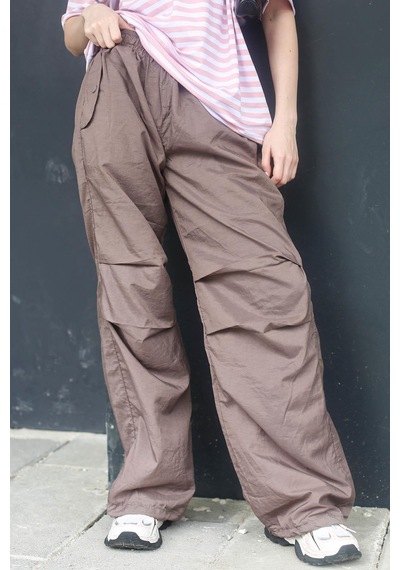 Madmext Kahverengi Paraşüt Jogger Kadın Pantolon Mg1726-kahverengi Kahverengi