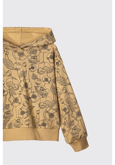 Panço Kız Çocuk Çiçek Desenli Hardal Sweatshirt Sarı