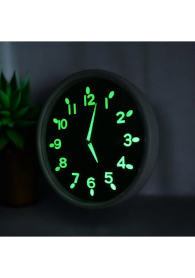 Fosforlu Karanlıkta Parlayan Kabartma Rakam Bombeli Cam Duvar Saati Çap 28 Cm Beyaz beyaz