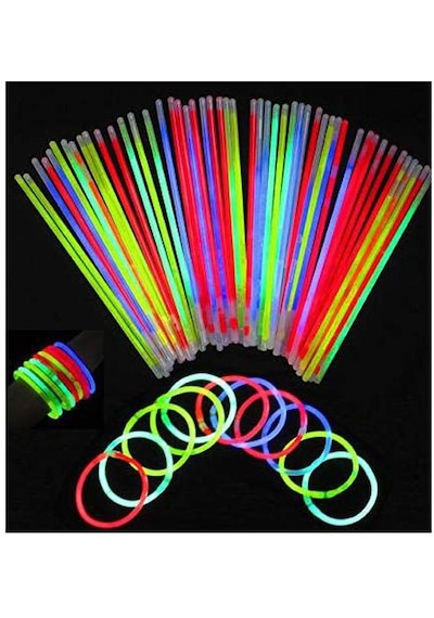 Neonlu Glow Stick Çubuk 50 Adet Karışık Renkli