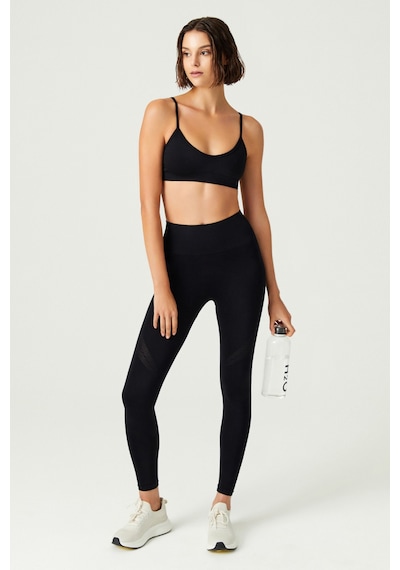Los Ojos X Melodi Siyah Yüksek Bel Seamless Spor Tayt Adorn Siyah