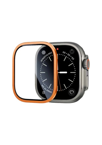 Watch Ultra 49mm Mkst Alm-01 Metal Çerçeveli Ekran Koruyucu - Turuncu