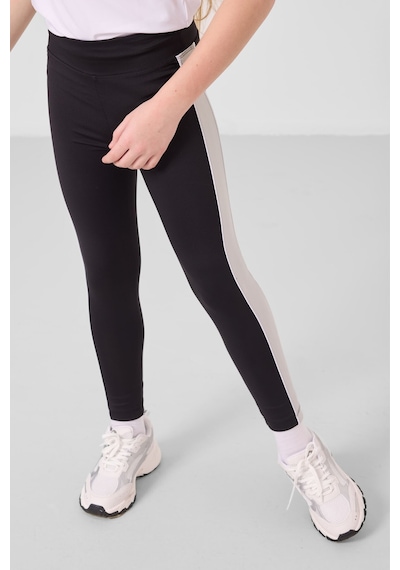 Tommylife Beyaz-siyah O Yaka Yan Şerit Detaylı Standart Fit Performans Kız Çocuk Tayt Takım - 75191 Beyaz - Siyah