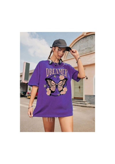 Medinenur Dreamer Baskılı Unisex Tshirt Mor