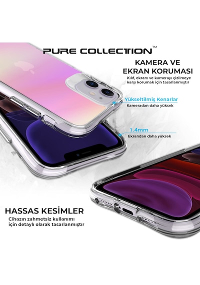 Bix iPhone Uyumlu 11 Pure Rainbow Renk Geçişli Şeffaf Kılıf Çizilmeye Dayanıklı Darbe Emici Parmak İzi Önleyici Pembe Bix iPhone Uyumlu 11 Pure Rainbow Renk Geçişli Şeffaf Kılıf Çizilmeye Dayanıklı Darbe Emici Parmak İzi Önleyici Pembe