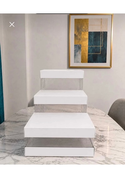 Asetat Gelin&damat Çeyiz Bohça Kutusu Beyaz 3'lü Set 1 Takım Şeffaf Katlanabilir Demonte Söz Nişan Hediyelik Büyük 33 33 40cm Orta 33 33 25cm Küçük 33 33 15cm