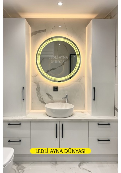 70 Cm Günışığı Banyo Duvar Antre Makyaj Ledli Ayna Beyaz - Gümüş