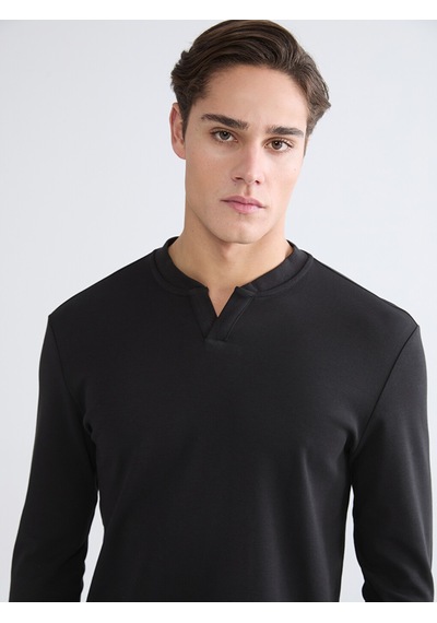 Lcwaıkıkı Classic Siyah Bisiklet Yaka Erkek Sweatshirt