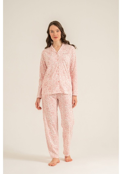Pierre Cardin Kadın Flowers Pembe Gömlek Pijama Takımı Pc9271-s-v2 Pc9271-s-v2