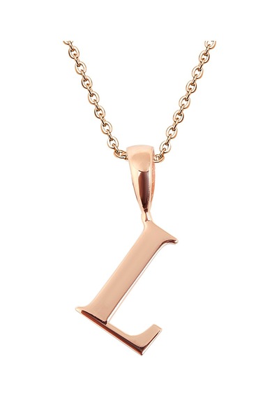 Kuyumcudukkani Zincirli Rose Altın Renk "l" Harfli Kolye Rose Gold