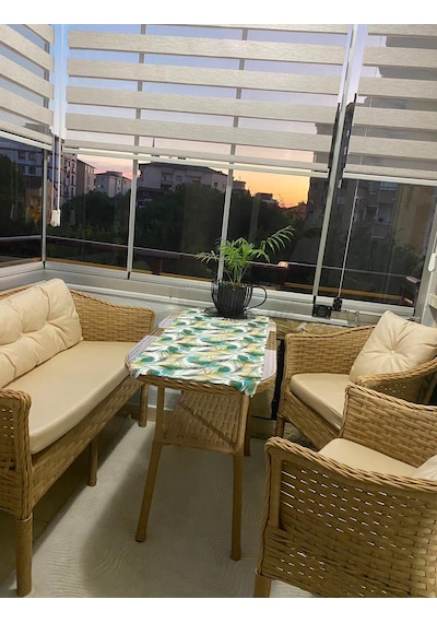 Bambu 2-1-1 Alüminyum Bahçe Balkon Oturma Grubu-aliminyum İskelet
