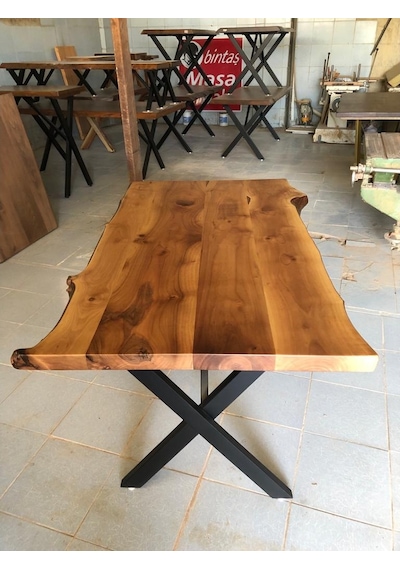 Bintaşmobilya Doğal Ceviz Ağacı Kütük Masa 150X85.Cm