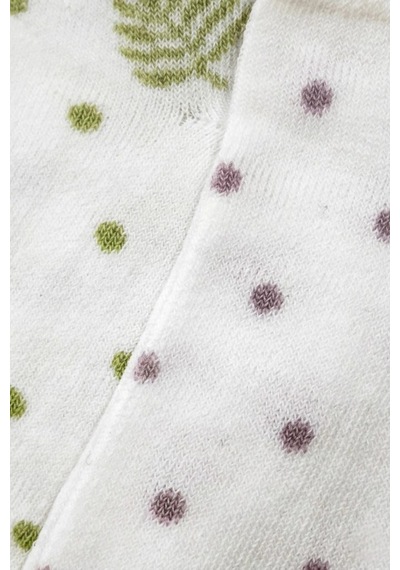 Cocole Socks Kız Bebek Patik Çorabı 2 Li Set Pamuklu Yeşil & Lila Puantiye Desenli Çok Renkli